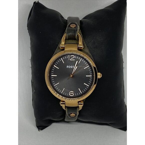 Fossil Georgia ES3077 Women's Gray Leather Analog Dial Quartz Wrist Watch UC381 - Picture 3 of 12